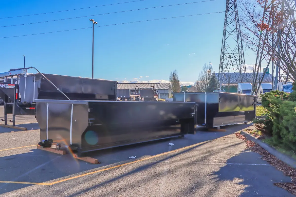 Roll-off dumpster ready for waste disposal at job site for 4 Yard Dumpster Rental in Edgemoor